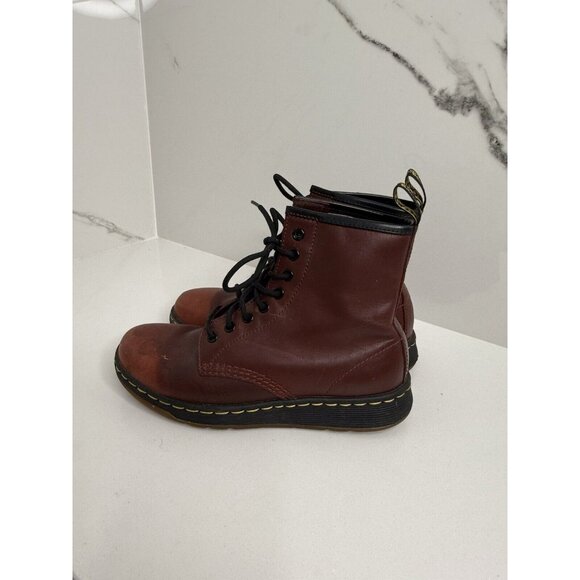 Dr Martens Newton 8 Eye Leather Lite Boots- Red Burgundy - Women’s Size 7US 38EU - Picture 4 of 12